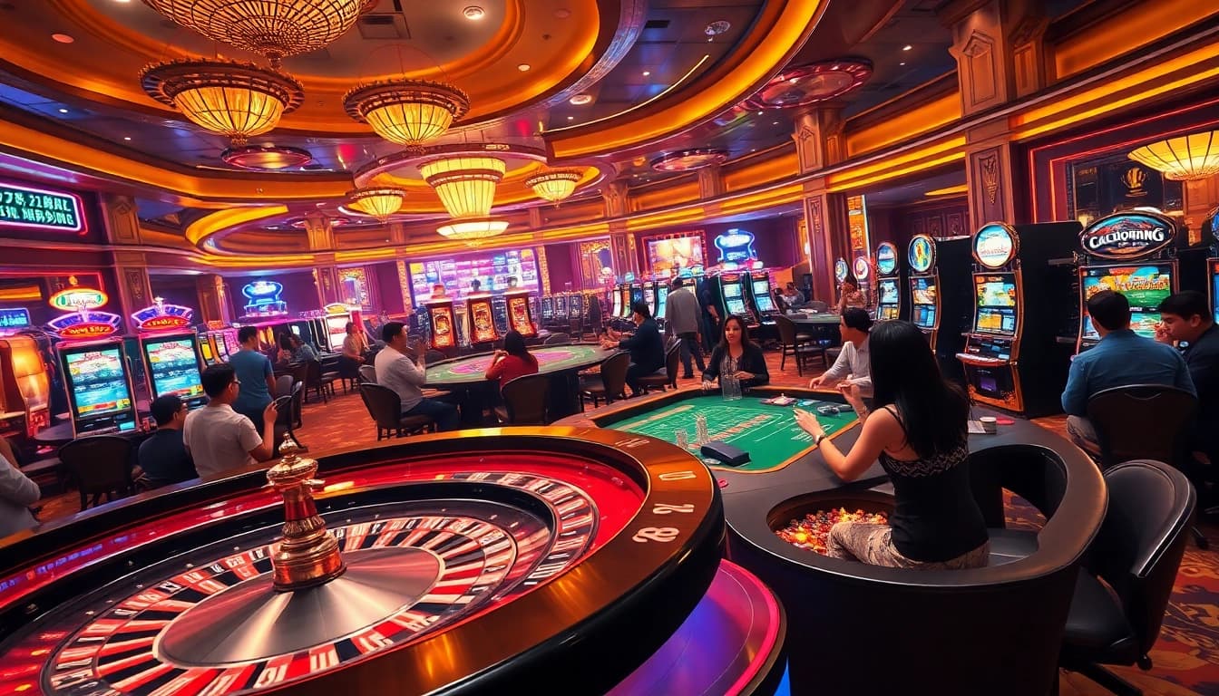 Players engaging in thrilling gameplay at Lc 88 casino tables filled with excitement and elegance.