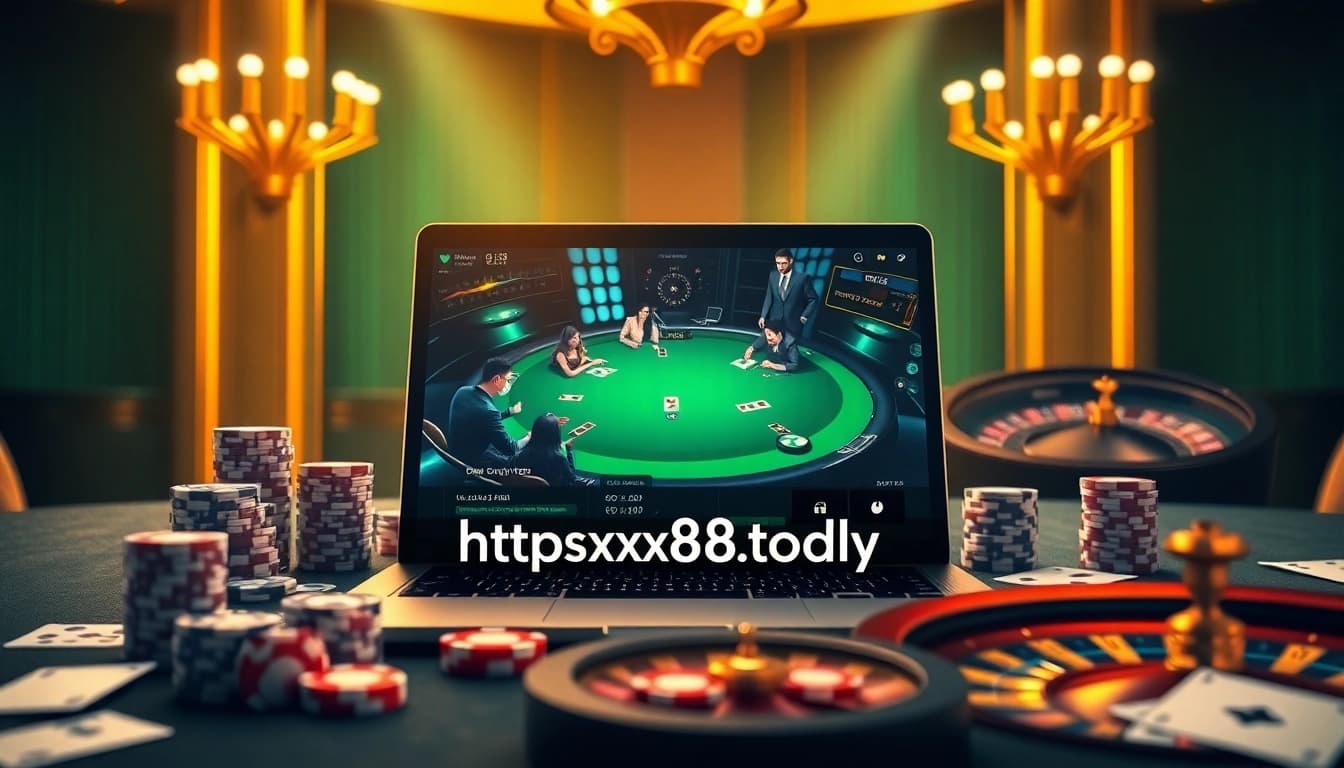 Engaging scene of online gambling at https://xx88.today/ with poker chips and a roulette wheel.