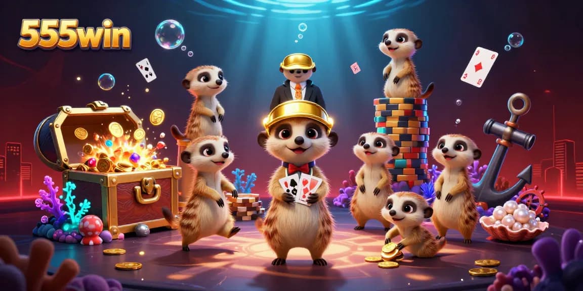 Experience the vibrant energy of 555win as meerkats run a thrilling casino operation under the sea!