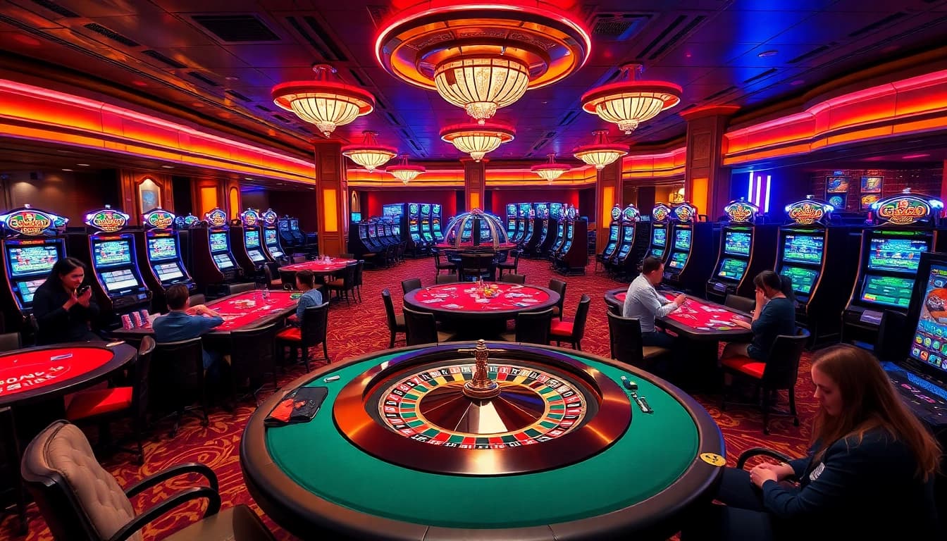 Players enjoying the excitement of Go99 gaming at a luxurious casino table with vibrant atmosphere.