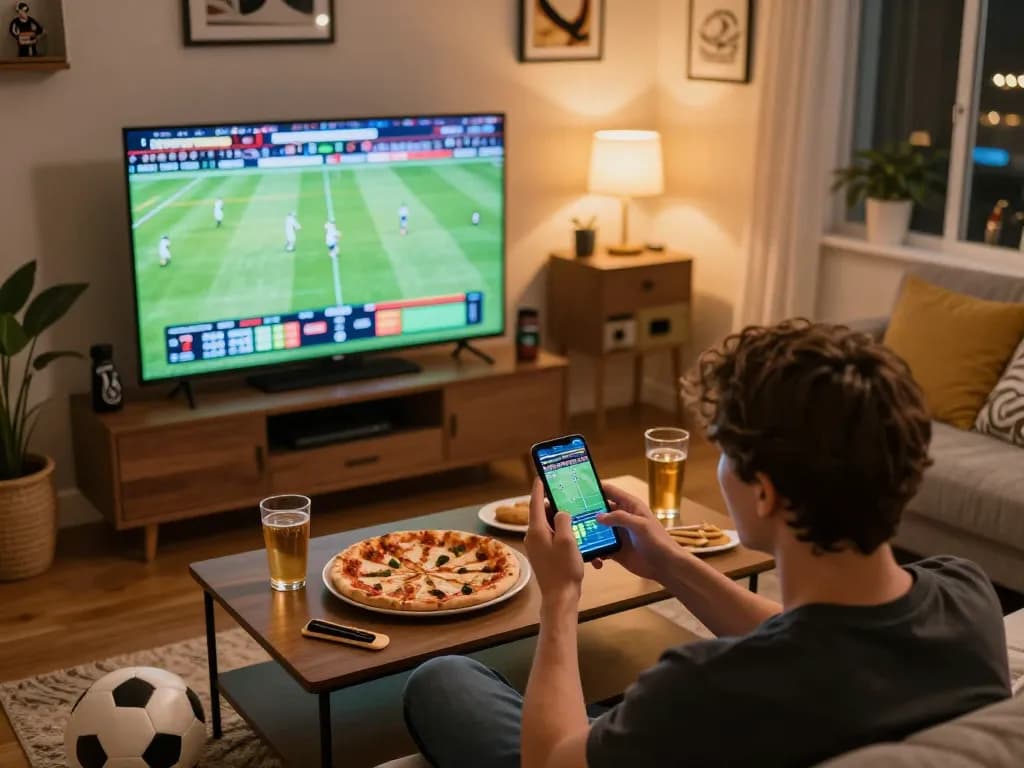 KQBD user engaging in live sports betting excitement from home, showcasing mobile app action and game atmosphere.