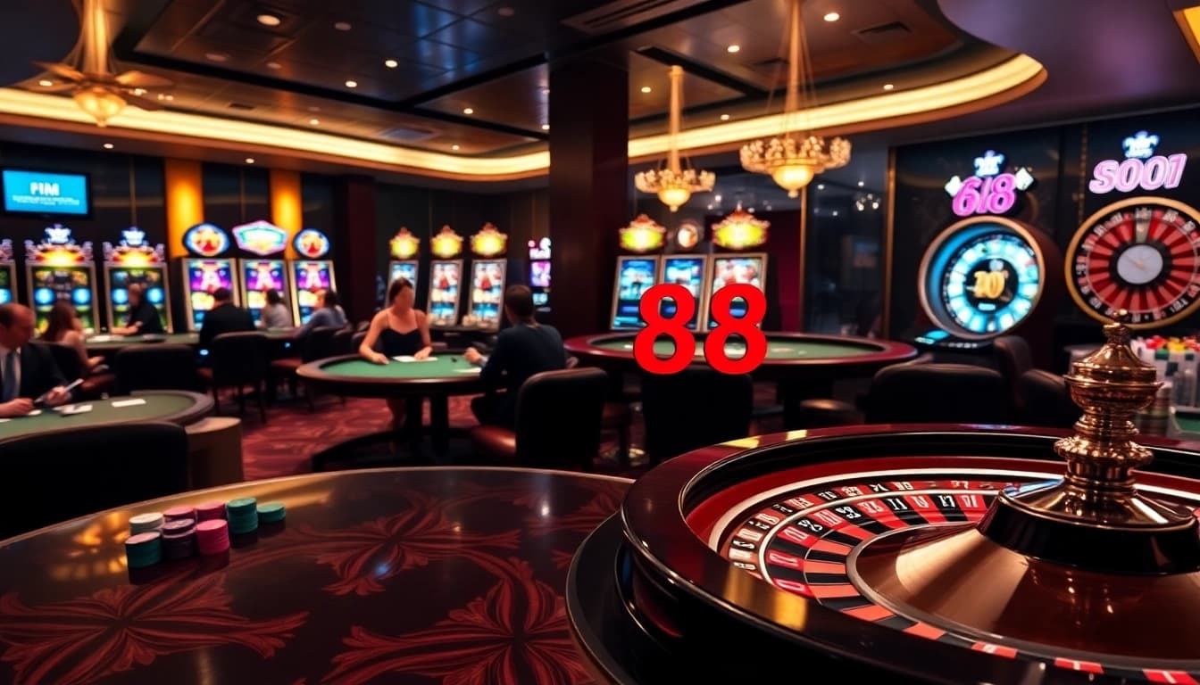 Players enjoying an exciting game session at MM 88 online casino with vibrant tables and colorful slots.