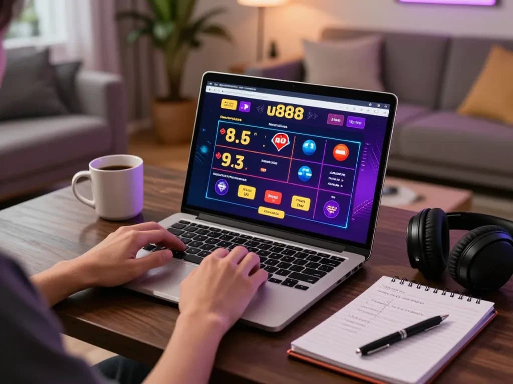 Experience online gaming excitement with u888 interface in a cozy living room atmosphere