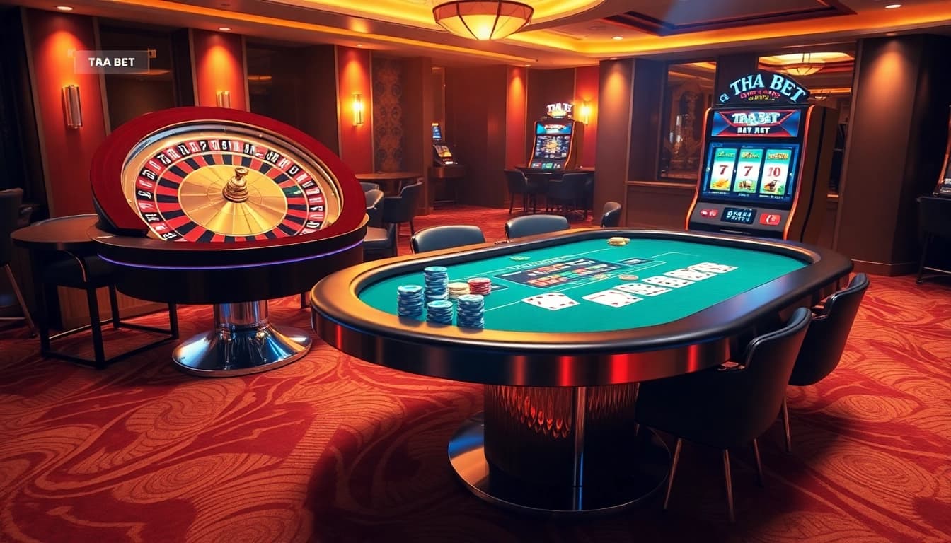 Exciting gaming action at THA BET casino showcasing roulette and poker elements.