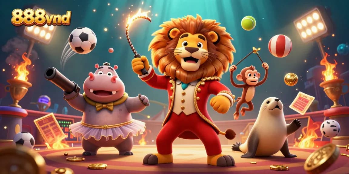 Experience thrilling gaming with 888vnd, featuring dynamic action and vibrant characters in an energetic casino scene.