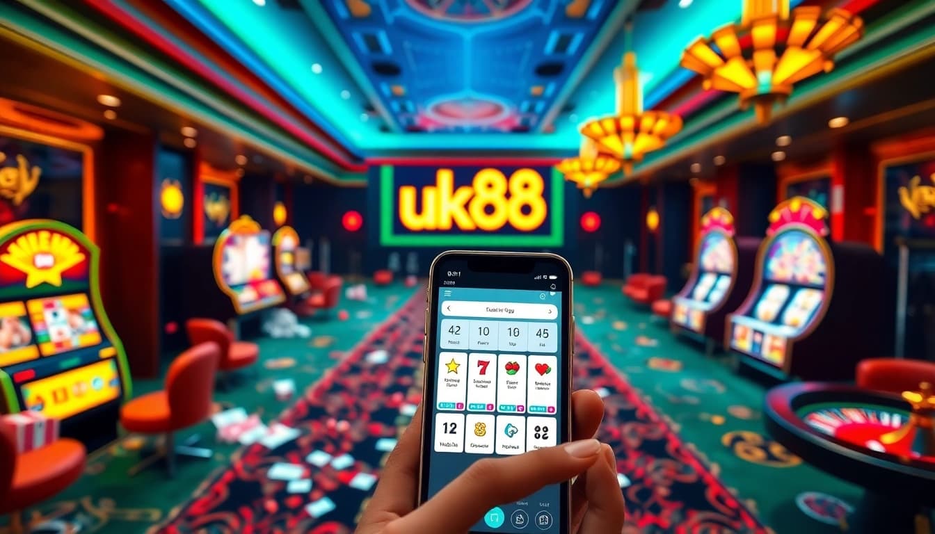 Engaging online gambling scene showcasing the uk88 app with vibrant casino games and excitement.