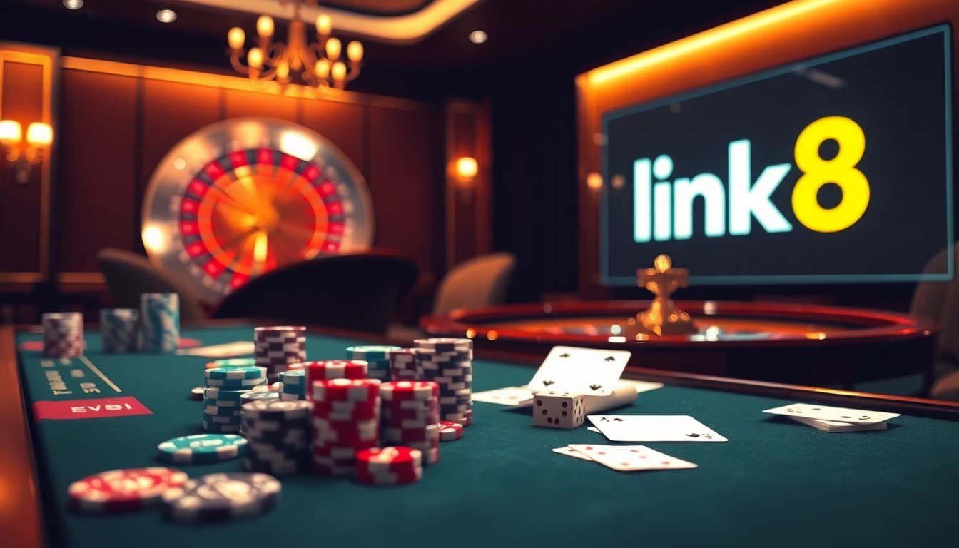 Engage in thrilling online gaming at GO8 with dynamic casino elements and vibrant decor.