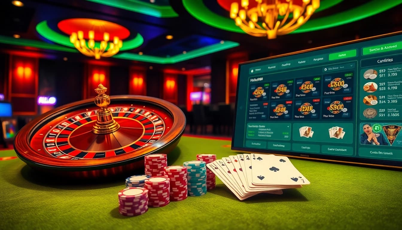Experience the thrill of gambling at Hello88 with an exciting casino scene showcasing rich colors and gaming elements.