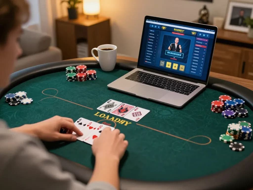 Experience engaging online poker at Okfun through an immersive home setup.