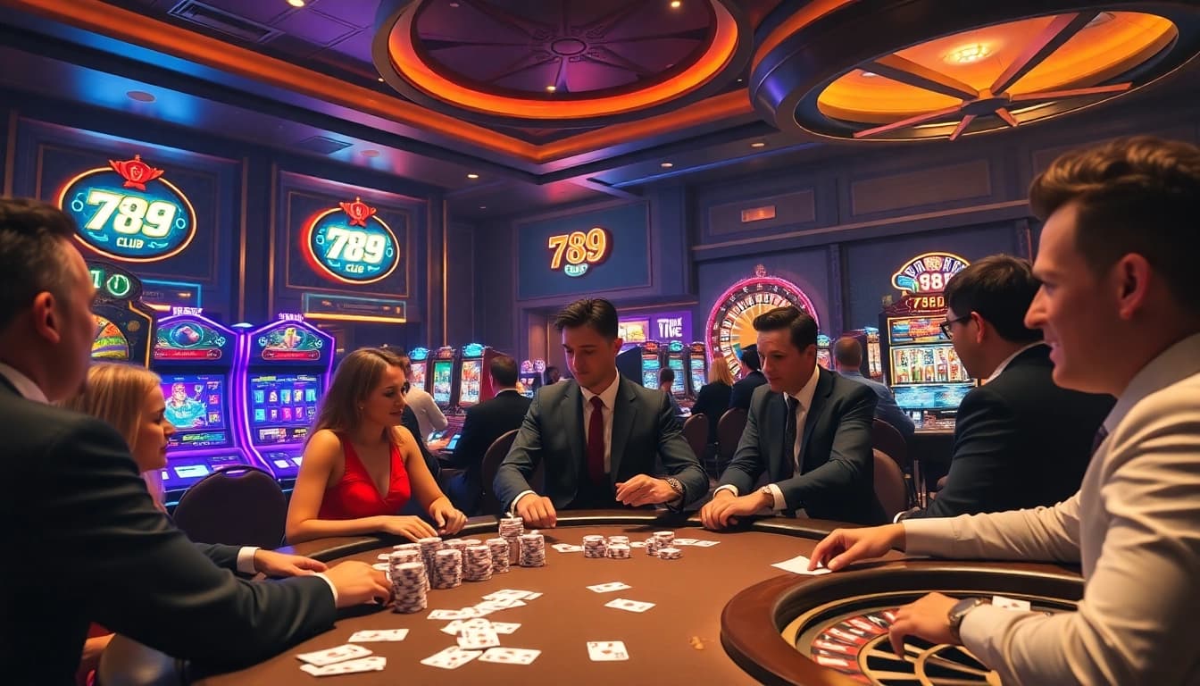 Gambling thrill at 789 club with poker action and roulette excitement.