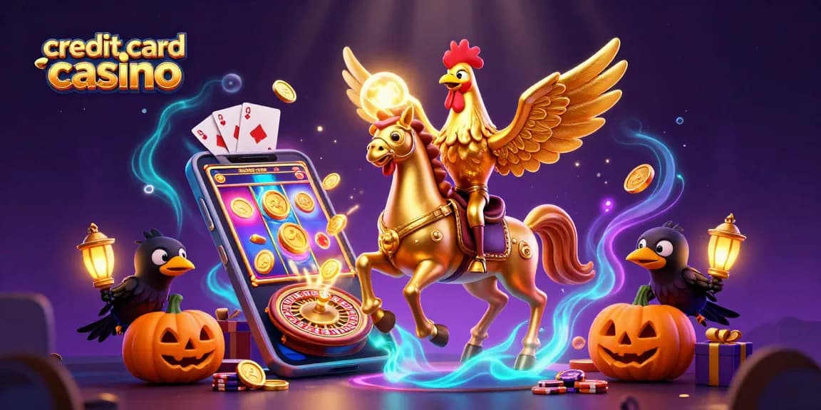 Engage with the vibrant action at a credit card casino with golden rooster characters and dynamic game elements.