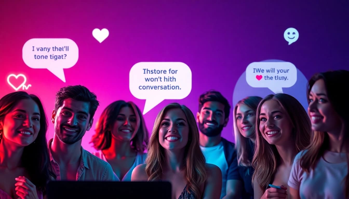 Engaging digital avatars participating in a vibrant sexchat forum with playful elements.