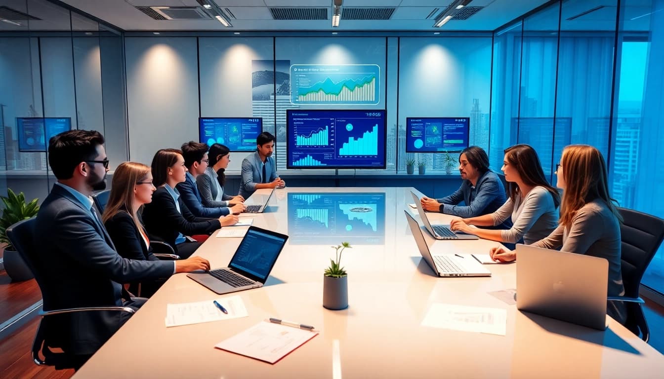 Innovative business workspace showcasing digital marketing strategies at http://hm88.blue/ with professionals collaborating.