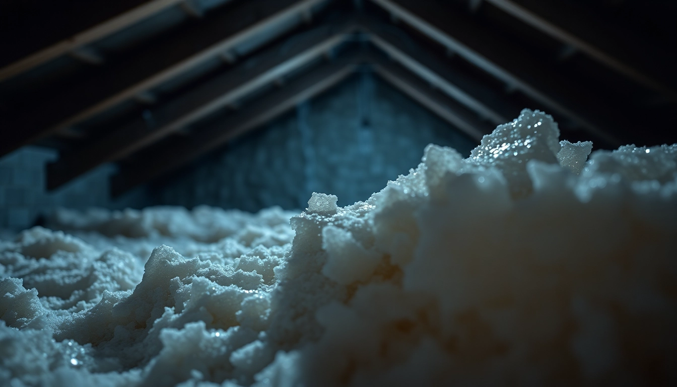 Analyze spray foam condensation issues in affected insulation material with visible moisture damage.