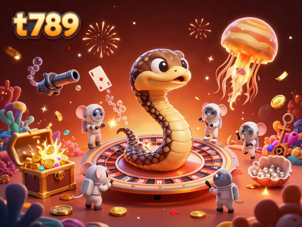 Gamblers engage in the t 789 casino scene, placing bets on a cosmic roulette wheel.