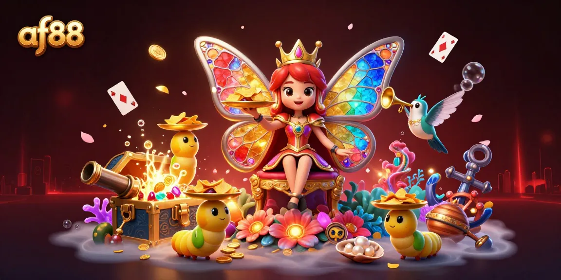 Experience thrilling gaming adventures at af88 with vibrant butterfly queen and exciting casino elements.