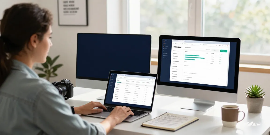 SEO expert analyzing instant indexing performance metrics in a bright workspace.