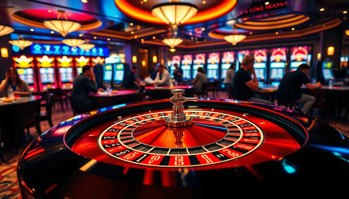Excited players betting at a luxurious casino table, engaging on https://debet23.com/ with vibrant chips and cards.