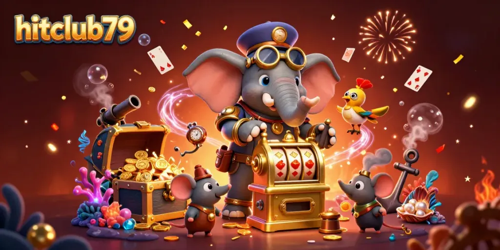 Experience stunning action at hitclub79 with vibrant slot machine chaos in this 3D casino-themed illustration.