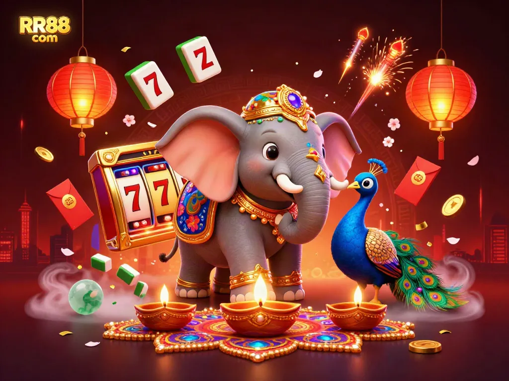Win big at RR88 com with slots and a vibrant casino-themed scene filled with exciting game elements.