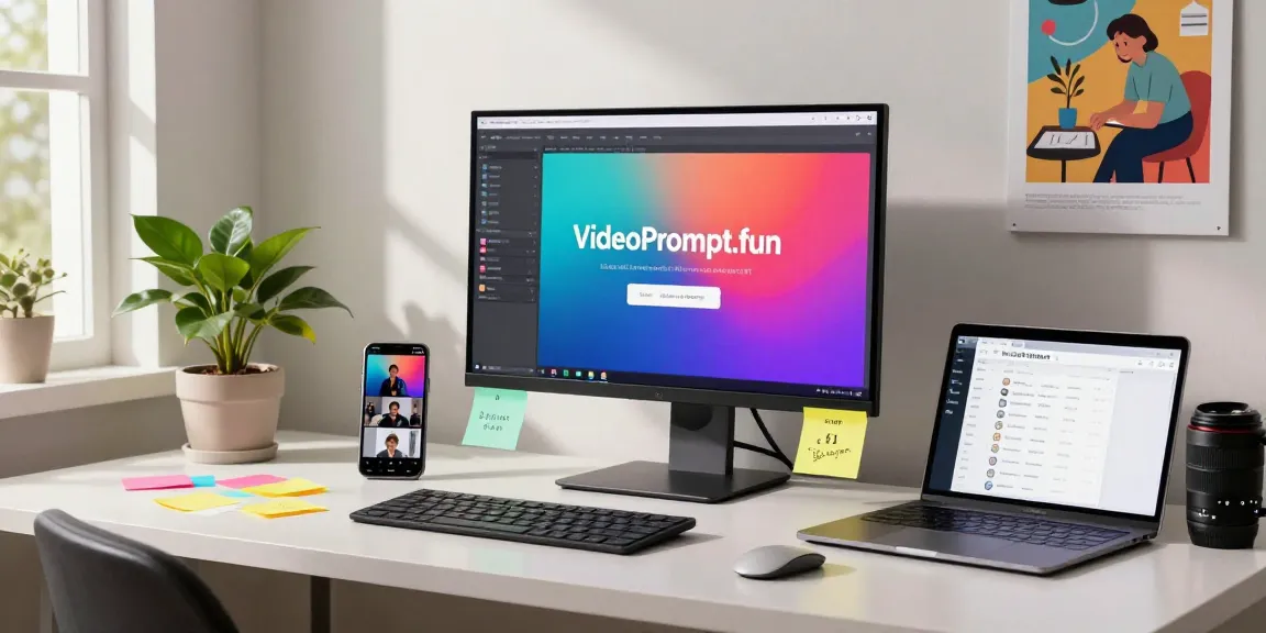 Enthusiastic creator in a modern workspace using the video to prompt tool for AI generation.