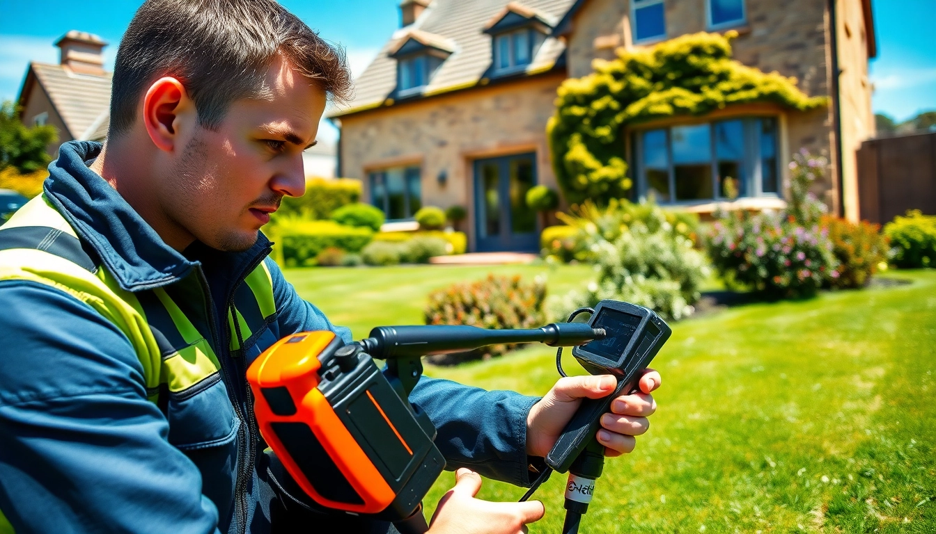 Expert in leak detection Cornwall using advanced technology to uncover hidden leaks in a residential area.