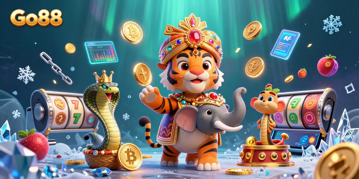 Engage in thrilling gameplay at Go88 with a stunning 3D illustration featuring an Indian maharaja tiger and majestic elephant.