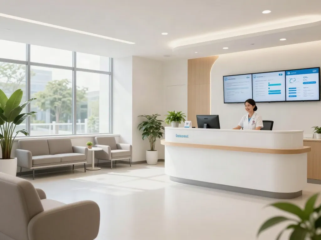 The image represents a medical clinic offering services for patients with concerns about liver health, addressing issues like liver is mildly echogenic.