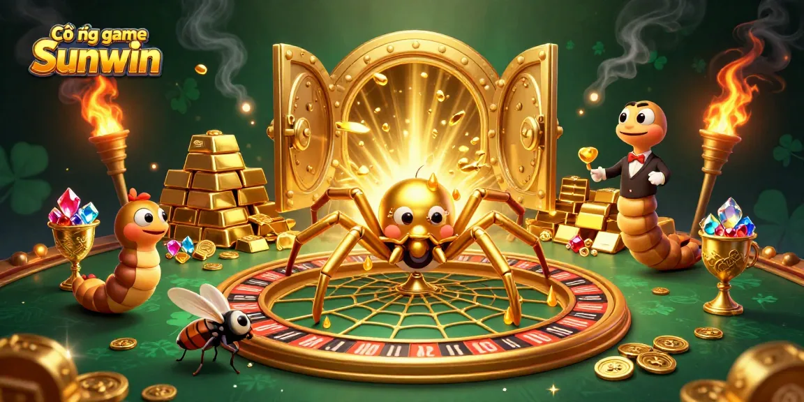 Engage in the Cổng game Sunwin with colorful characters and a dynamic roulette-themed scene.