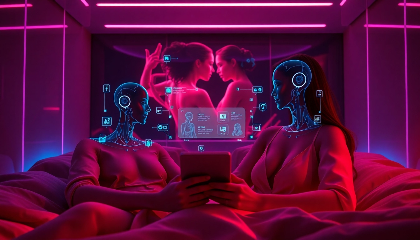 Engaging with a sex AI chatbot in a romantic ambient setting, showcasing advanced technology.