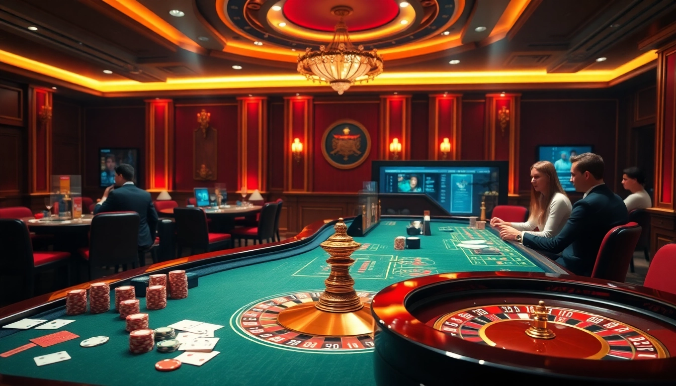 Experience the elegant casino atmosphere at MM88, showcasing luxurious gaming and excitement.