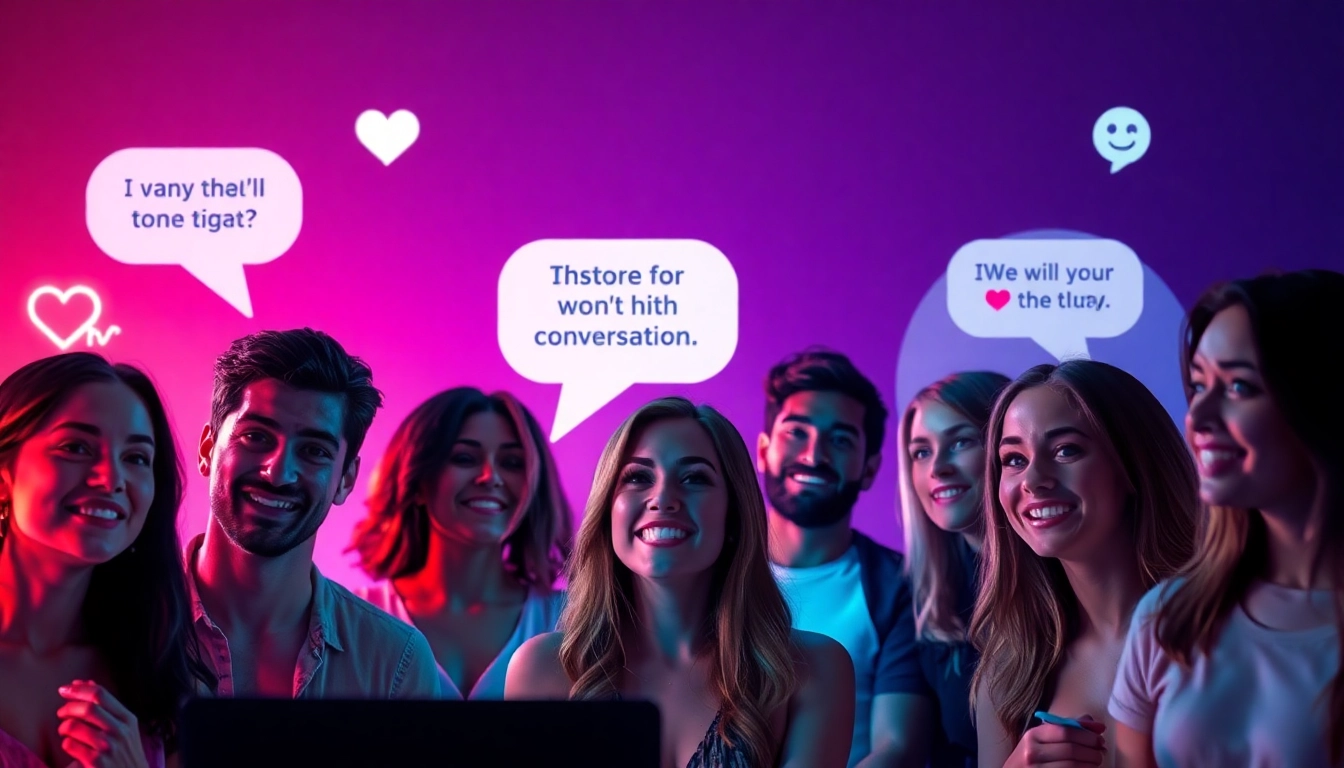 Engaging digital avatars participating in a vibrant sexchat forum with playful elements.