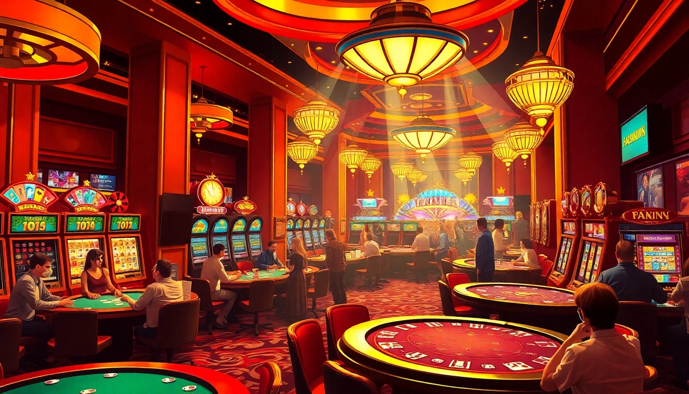 Engaging scene of game bài đổi thưởng with players at a casino table.