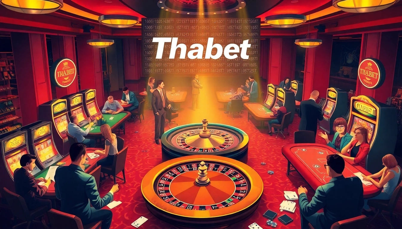 Thrilling casino scene featuring people engaged in gaming activities at Thabet's upscale gambling venue, highlighting excitement and strategy.