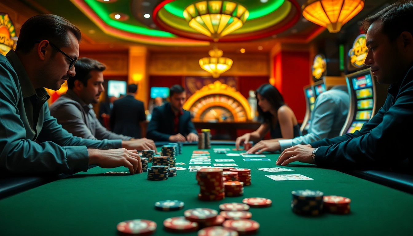 Experience the thrill of high-stakes poker with ai crush, as players engage at a glamorous casino table.