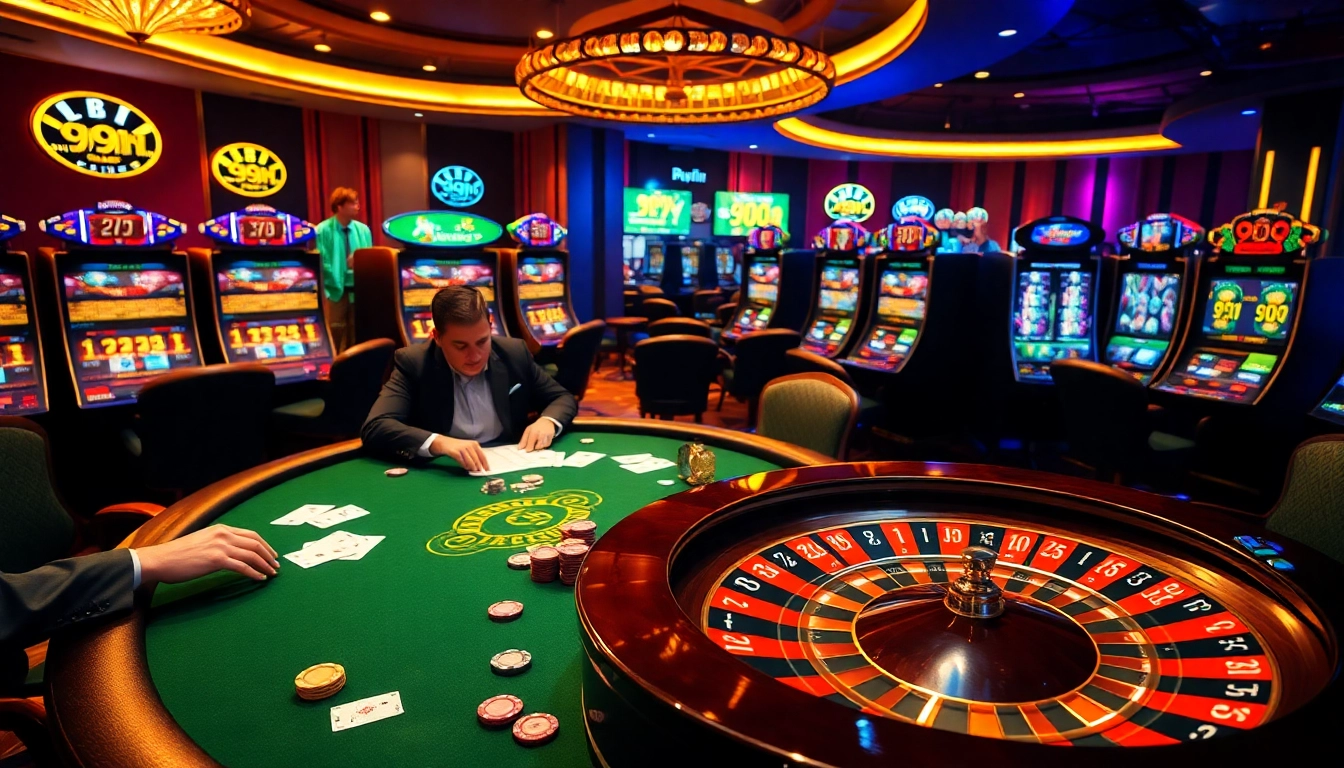 Experience thrilling gameplay at 99win's luxurious poker table with vibrant chips and cards.