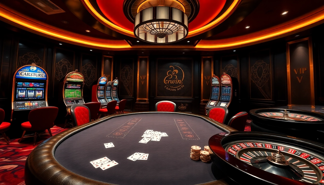 Exciting scene depicting players at a 6rwin Vip poker table in a luxurious casino setting.