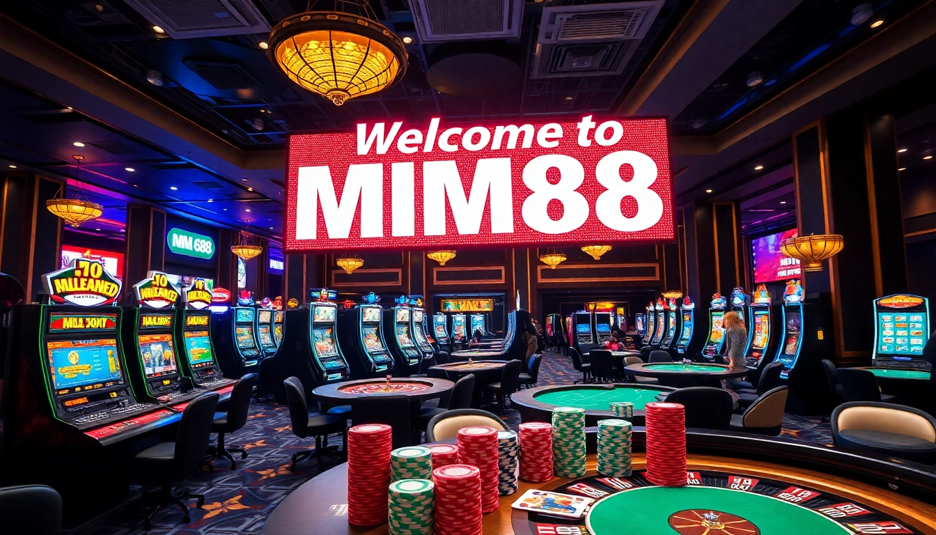 Exciting casino scene with vibrant tables and winning chips at https://mm88.how/, celebrating the thrill of gambling.