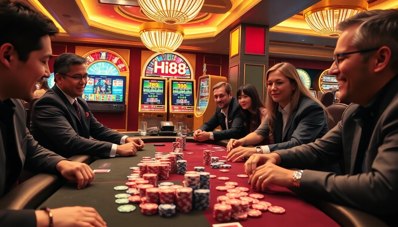 Experience high-stakes excitement at Hi88's vibrant casino tables.