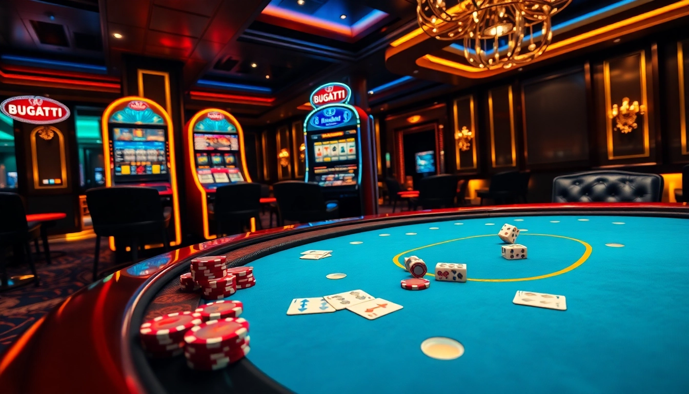 Engage in thrilling gameplay at Bugatti8's luxurious poker table with sleek designs and vibrant colors.