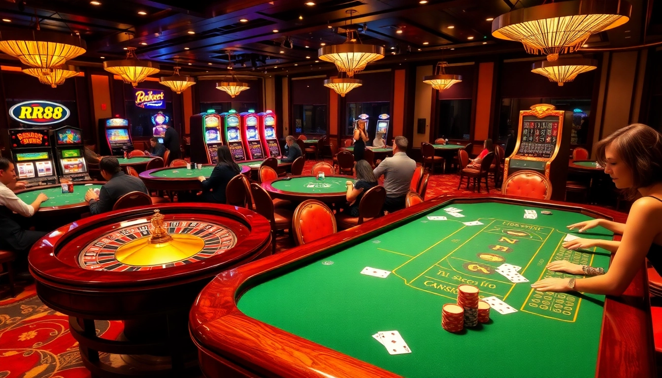 Engage in the thrilling atmosphere of RR88, where luxury casino games come to life with vibrant slot machines and poker excitement.