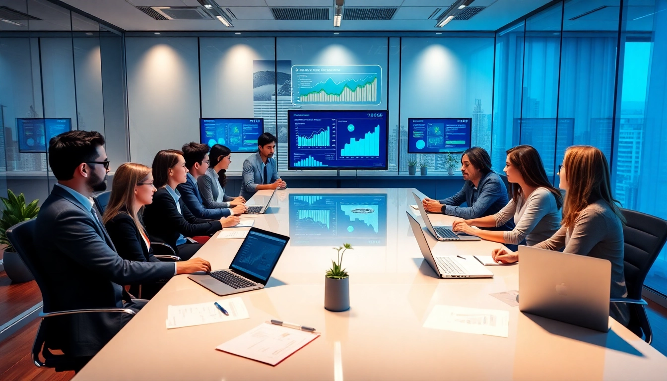 Innovative business workspace showcasing digital marketing strategies at http://hm88.blue/ with professionals collaborating.