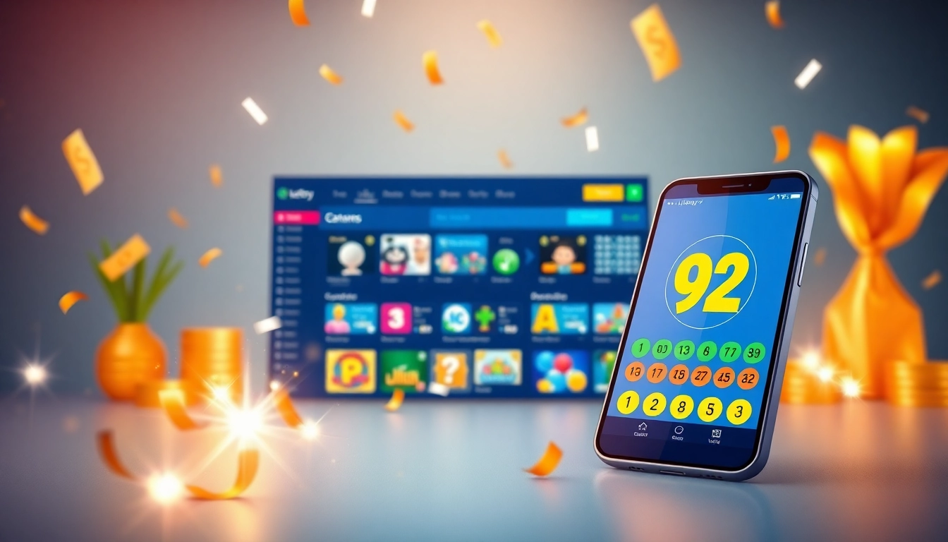 Engaging lottery gaming interface featuring the 92lottery app and vibrant game icons