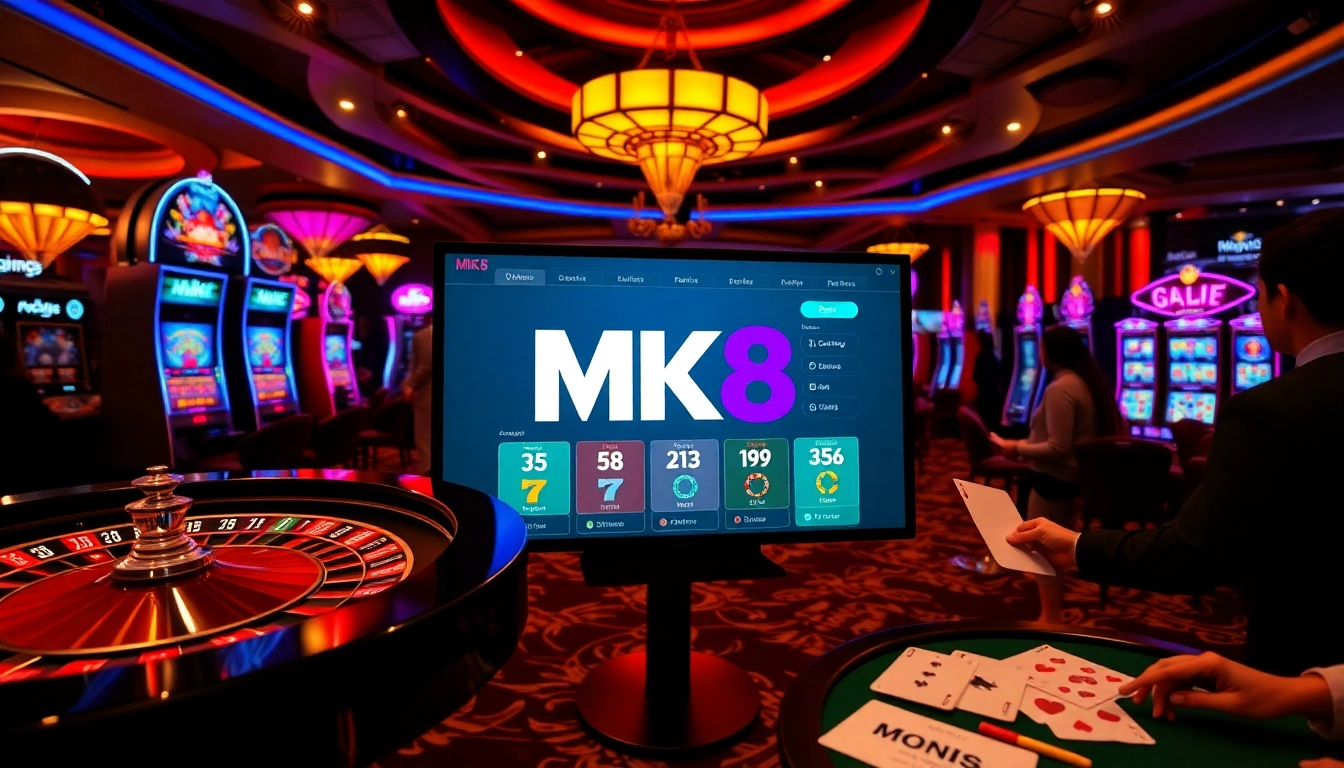 Engaging online gambling scene on https://mk8th.net/ showcasing roulette, slot machines, and players in action.