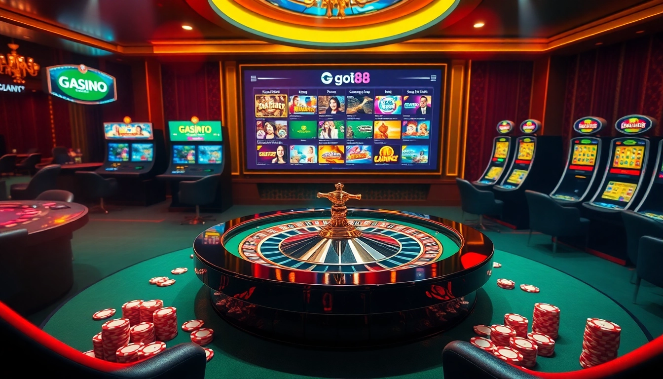 Players engaging with the go88 online gaming interface at a luxurious casino.