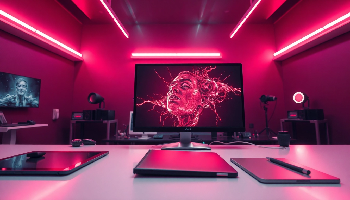 AI NSFW digital art creation in an innovative studio environment