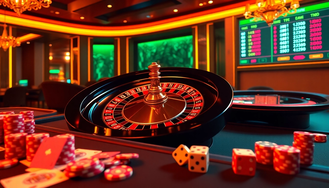 Experience the excitement at loto188.gb.net with vibrant gaming visuals showcasing a luxurious casino atmosphere.