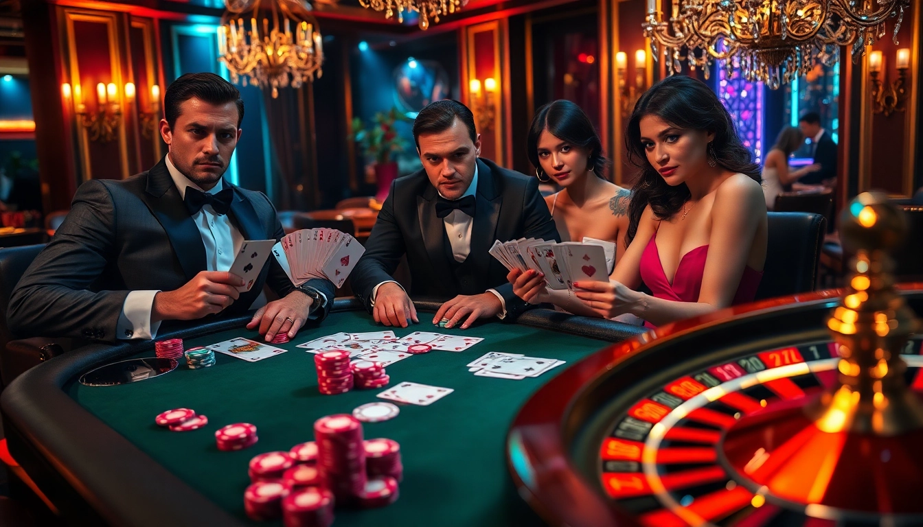 Engage with exciting XXX games at a luxurious poker table in a vibrant casino setting.