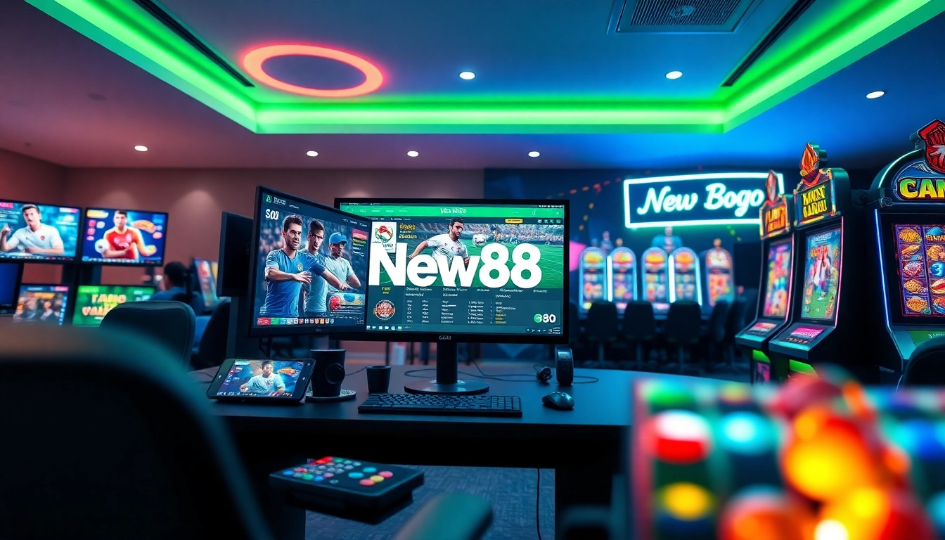 Vibrant online gaming scene showcasing new88go.com with modern betting elements and inviting atmosphere.