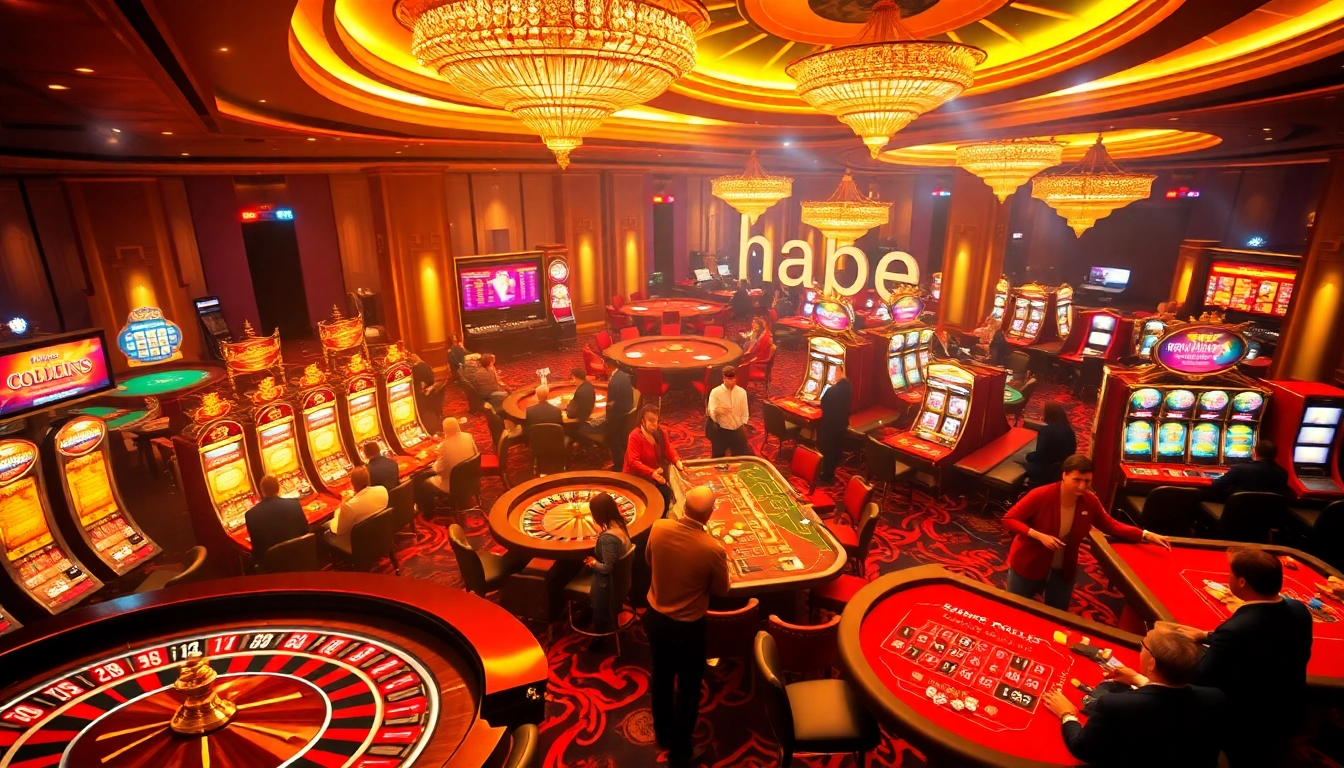 Experience the excitement of thabet gaming with players at roulette and poker tables.